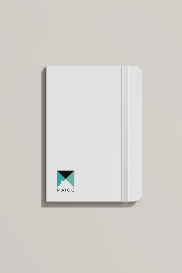 Maioc logo mockup on a notebook